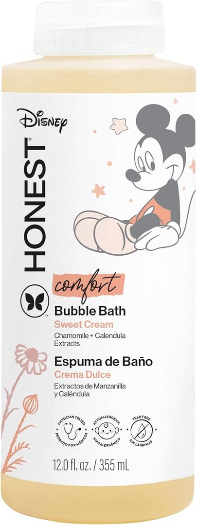 The Honest Company Foaming Bubble Bath Gentle Enough for Baby Dermatologist Tested Tear-Free Hypoallergenic Disney's Mickey Mouse Comfort Sweet Cream 12 fl oz