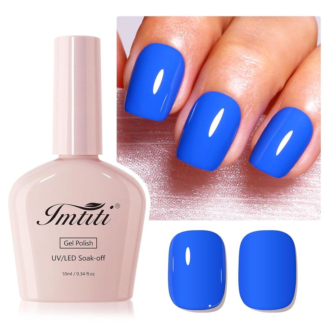 Blue Gel Nail Polish, 1Pcs Electric Blue Gel Polish Soak Off UV LED Gel Polish, Long Lasting, Nail Art Manicure Salon DIY at Home for Autumn and Winter (0.34 Fl Oz-1911)