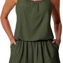 Summer Mae Swim Romper Women's One Piece Swimsuits with Pockets 2025 Blouson Modest Bathing Suits (6-8, Army Green)
