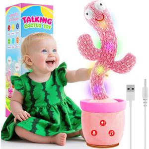 River Mill Rechargeable Dancing Talking Cactus Toy Mimics Back, Mimicking Singing Cactus Baby Toy, Educational Learning Baby Toys w/ 51 English Songs for Babies, Baby Girl Toys Gifts 18 Months+