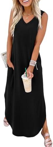 SAMPEEL Summer Dresses Maxi Dress Vacation Beach Sundresses 2025 with Pockets M