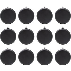 SLEETLY 4" 12pk Blank DIY Christmas Ornaments for Crafts to Personalize, Make Your Own Ornament for Kids and Adults, Drawing, Stickers, Plain Paintable Flat Disc to Decorate, Stencils, Matte Black
