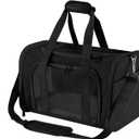 Travel in Style: Portable Pet Carrier for Small Pets up to 15 Lbs- Airline Approved, Collapsible & Comfortable cat/Puppy Soft Sided Bag (Black)
