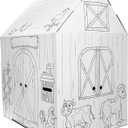 Easy Playhouse Cardboard Barn, Kids Art & Craft Activity, 32"x26"x40" Fort