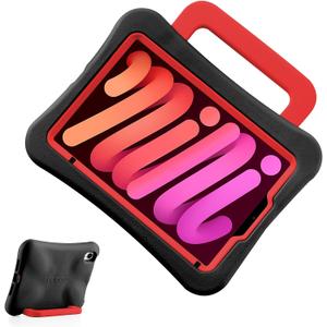 Kids Case for iPad Mini 7 (A17 Pro) 2024 /iPad Mini6 2021, Light Weight Heavy Duty/Shockproof/Drop Proof with Handle/Kickstand, Child Friendly Cover for iPad Mini 7th/6th Gen 8.3inch (Red)