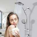 High Pressure Shower Head with Handheld Shower, 26" Adjustable Height Drill-Free Slide Bar, 3-Way Diverter for Easy Reach, Dual Shower Head Combo Set with 5ft Hose - Chrome