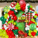 147 Pcs Christmas Balloon Garland Arch Kit with Xmas Red and Green Candy Cane foil Balloons, Red Green White Candy Balloons for for Christmas Party Decorations Birthday Supplies