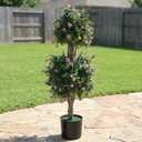 Set of Two 37 Inch Artificial Topiary Tree, Purple Flower
UV Resistant, Fake Eucalyptus Plant, High Simulation PE Foliage Ball, Indoor Outdoor Use, Porch Garden Office Decor