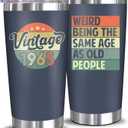 NewEleven 60th Birthday Gifts For Men Women - 1965 60th Birthday Decorations For Him Her - Turning 60 Year Old Gifts For Man, Woman, Mom, Dad, Wife, Husband - 20 Oz Tumbler (Vintage 1965 Navy)