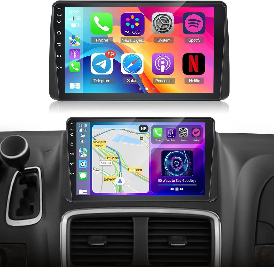 Car Radio for Dodge Grand Caravan 2008-2020 Chrysler Town&Country 2011-2016, 9 inch Android Touchscreen Stereo with Carplay/Android Auto, GPS, WiFi, Bluetooth, SWC, FM/RDS, 2G+64G