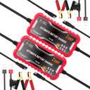 [2-Pack] FOVAL 2-Amp Car Battery Charger, 6V and 12V Portable Automatic Smart Charger, Battery Maintainer, Trickle Charger and Battery Desulfator for Car Lawn Mower Motorcycle Boat Lead Acid Batteries