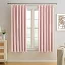 KEQIAOSUOCAI Pinch Pleated Pink Blackout Curtains Short 2 Panels Set 45 Inch Length for Small Windows, Sound & Light Reducing Room Darkening Drape for Bathroom Bedroom(Baby Pink, 2 Panels, W40 x L45)