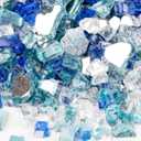 GASPRO 10 lbs Fire Glass for Propane Fire Pit, 1/2-Inch Reflective Fireplace Glass Rocks for Fire Pit Table, Blend of Cobalt Blue, Caribbean Blue and Platinum