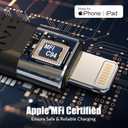 Short USB C to Lightning Cable, [MFi Certified-13.5cm] 30W Fast Charging for 14 Pro/14/13/13 Pro/12 Pro Max/12/11/11 Pro/X/XS, AirPods, iPad Pro Air Mini, MacBook (Not Work with DAC)- Black