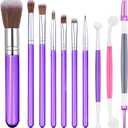 Patelai 10 Pcs Food Safe Paint Brushes Fondant Tools for Cake Baking Chocolate Sugar Cookie Decoration Cake Brushes for Luster Dust Pastry Decorating Supplies with Fondant and Gum Paste Tool(Purple)