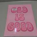 Pink Preppy Christian Wall Decor - God is Good Aesthetic Wall Decor for Women, Woman, Teen Girls - Vintage Retro Religious Gifts - Funky Chic Home Print Trendy Stuff - 70s Cute Bedroom God Art (Multicolour 0141)