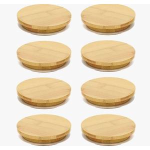 Bamboo Wooden Mason Jar Lids Regular Mouth, ECO friendly - Fits Standard Size Mason, Ball and Glass Canning Jars - Set of 8