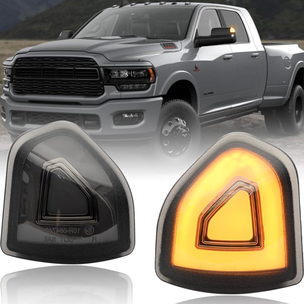 NJSBYL Amber LED Side Mirror Turn Signal Light Kits for 2021 2022 2023 Ram 1500 Classic 2500 3500 Smoked Lens Switchback White LED Marker Driving Parking Lights Towing Lighting 68460762AA 68460763AA