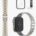 Solid Stainless Steel Band Compatible with Apple Watch 38mm 40mm 41mm 42mm 44mm 45mm, Bands with Screen Protector for iWatch Series 9/8/7/6/5/4/3/2/1/SE Women and Men