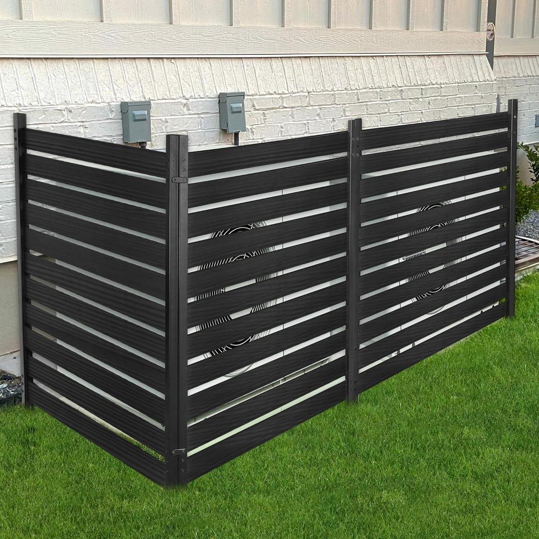 TURSTIN 3 Panels Air Conditioner Fence 38W x 42H No Dig Wood Privacy Screens Trash Can Fence Panels for Outdoor Privacy Fence Pool Equipment Enclosure