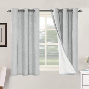 H.VERSAILTEX 100% Blackout Curtains for Bedroom Thermal Insulated Linen Textured Curtains Heat and Full Light Blocking Drapes Living Room Curtains 2 Panel Sets, 42x54 Inch, Glacier Gray