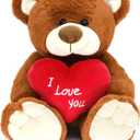 I Love You! 10'' Teddy Bear with Red Heart, Soft Plush Bear Doll Stuffed Animal Toys, Gifts for Her/Girlfriend Lover Mom Kids (Brown)