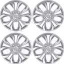 4-Pack Universal Hubcaps Replacement R17 17 inch, Steel Wheel Rim Cover for Most Cars Trucks Sedans SUV, 17" 17 in Wheel Covers Hub Caps (Silver Color)