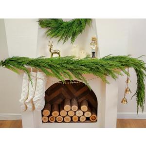 6FT Extra Full Cedar Garland Real Touch Faux Cedar Garland Christmas Greenery for Mantle Stairs Table Wall Front Door Indoor Outdoor Christmas Xmas Decor Decorations