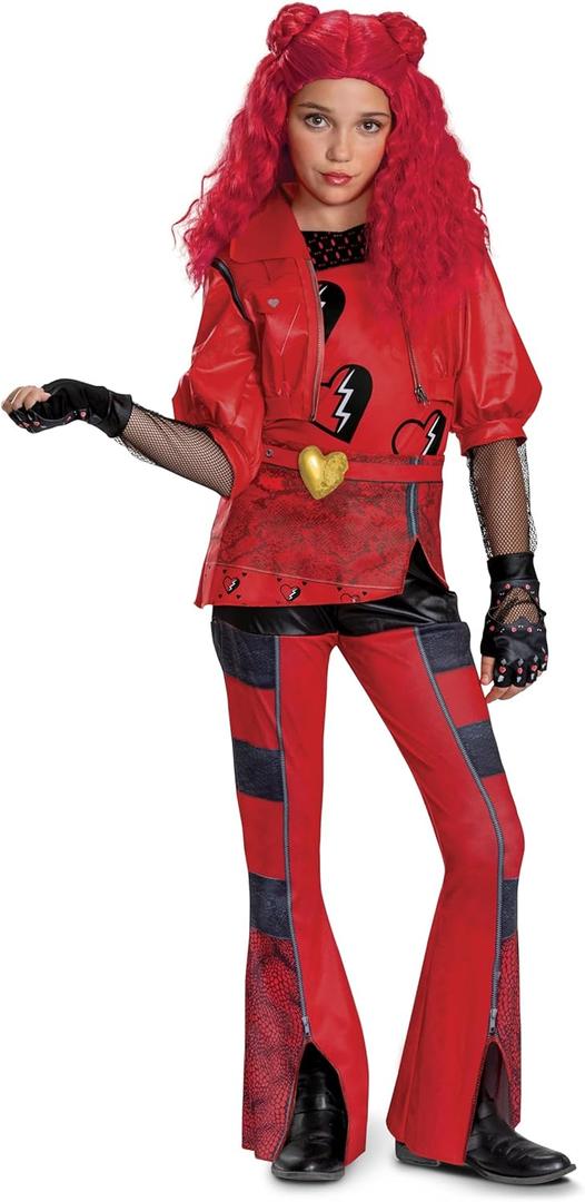 Disguise Girls Descendants Red Deluxe Costume, Official Disney Descendants the Rise of Red Costume Jumpsuit, Wig Not Included ((4-6x))