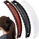 3 Pcs Banana Hair Clips, Classic Double Combs Large Banana Clip, Non-Slip Hair Claw Clips, Big Hair Accessories for Women (Black+White+Brown)