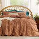 Bedsure Boho Duvet Cover King Size - Boho Bedding, Tufted King Duvet Cover for All Seasons, 3 Pieces Embroidery Shabby Chic Home Bedding,Comforter Not Included (Burnt Orange, 104" x 90") (King (104" x 90"), 05 - Burnt Orange (No Comforter))
