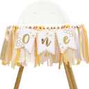 Bee One High Chair Banner Yellow - Bee for 1st Birthday Highchair Banner, Beehive Theme Birthday Party Supplies, Sweet One Party Decorations, Daisy First Photo Props (Beehive Garland Yellow)