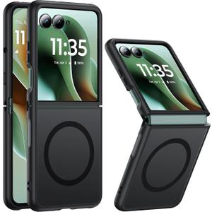 NO.1 Magnetic for Motorola Razr Ultra 2025 Case Compatible with MagSafe[Military Shockproof][Translucent Matte][Anti-Fingerprint] Soft Silicone Bumper for Moto Razr Ultra 2025 Case Slim, Black