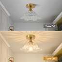 Semi Flush Mount Ceiling Light Fixture, 11in Clear Glass Vintage Light Fixtures Ceiling for Hallway Kitchen Foyer Entryway Bedroom, E26 Base