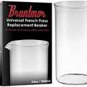 Bruntmor Spare Carafe for French Press, 34 oz French Press replacement Glass, Fire hardened Borosilicate Beaker, 34 ounce