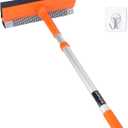 Window Squeegee for Home, Car Windshield Cleaner Tool with Extension Pole 20''-30'', Glass Door and Mirror Washer for Shower Cleaning (Orange)