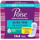 Poise Ultra Thin Incontinence Pads & Postpartum Pads for Bladder Leaks, 3 Drop Light Absorbency, Regular Length, 144 Count