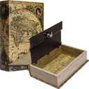 Barska Antique Map Book Safe with Key Lock  Hidden Diversion Lock Box with Magnetic Closure  Concealed Steel Compartment for Cash, Jewelry, and Valuables  Home or Office Security (Regular)