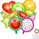 30 Pieces Dancing Fruit Birthday Decorations Tropical Fruit Balloons Aluminum Foil Balloons Tutti Fruitage Party Decorations for Birthday Party Favors, 2 Sizes