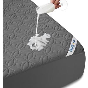 BEDLORE Waterproof Mattress Protector, California King Size Mattress Pad | Deep Pockets Fit 6"-18" Mattresses, Soft Noiseless Dirt-proof Bed Mattress Cover Washable for Home, Bedroom, Hotel (Gray)