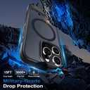 RMOCR for iPhone 15 Pro Case with Screen Protector+Lanyard Wrist Strap,Magnetic Translucent Matte Rugged Slim Phone Cover Built in Invisible Kickstand [Fit for MagSafe],Black