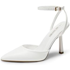 DREAM PAIRS High Heels for Women Closed Pointed Toe Dress Shoes for Women Ankle Strap Stiletto Heel Party Wedding Sexy Pump Shoes. 7.5, White