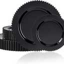 U-QE 60PCS Black Plastic Plates - Heavy Duty Black Disposable Plates Including 30PCS 10.25'' Dinner & 30PCS 7.5'' Dessert Plates -Hard Plastic Plate for Party Wedding Bridal Shower