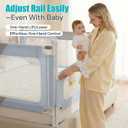 Full Size Baby Bed Rail Guard – Extra Tall Safety Bedside Rail with Headboard Rod for Toddlers, Adjustable No-Gap Design, 3 Panels (2×74.8″ + 1×55.1″), Gray & Light Blue