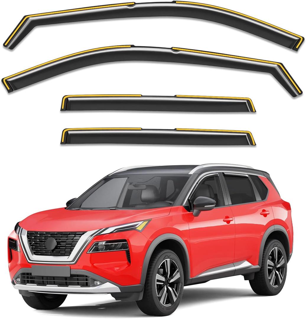 in-Channel Window Rain Guards Fit for Nissan Rogue 2021 2022 2023 2024 2025 2026, Extra Durable Window Visors Window Deflectors Vent Visors Vent Shades Car Accessories-4 pcs