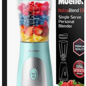 Mueller Personal Blender for Shakes and Smoothies with 15 Oz Travel Cup and Lid, Juices, Baby Food, Heavy-Duty Portable Blender & Food Processor, Turquoise Set Of 4