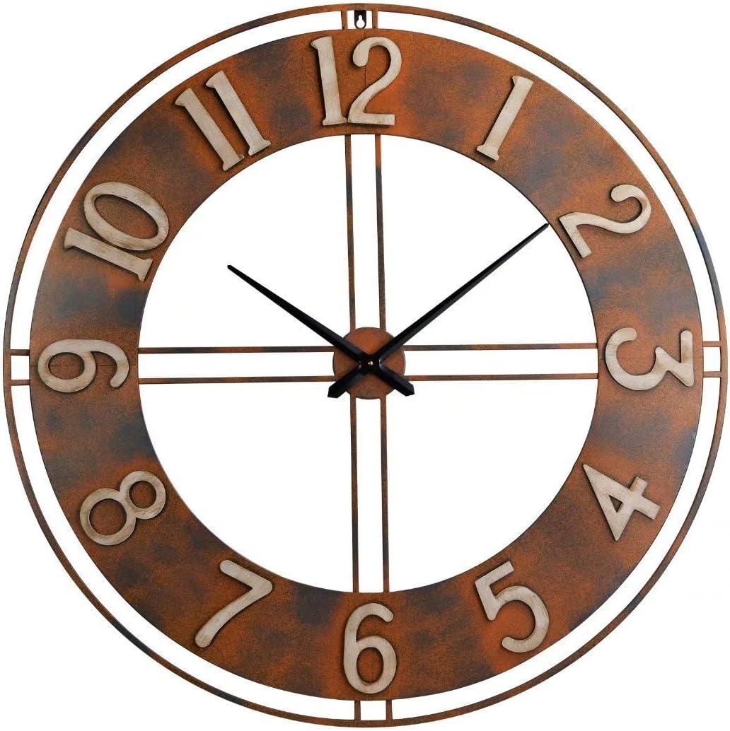 40-Inch Metal Decorative Rusty Wall Clock with Arabic Numerals, XX-Large