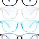 MIGSIR Blue Light Blocking Glasses for Computer Gaming, Fashion Fake Helps Reduce Screen Fatigue Eyeglasses for Women Men (A1 4 Pack Mix)