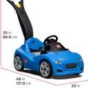Step2 Whisper Ride Cruiser Kids Push Car, Ride On Toy, Stroller Substitute, Includes Seat Belt & Horn, Made of Durable Plastic, Max Weight 50 lbs., For Toddlers 1.5-4 Years Old, Blue, Large