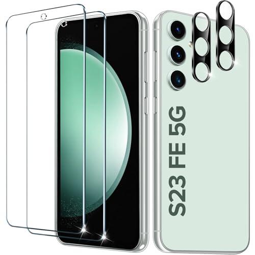 iVoler 2 Pack Tempered Glass for Samsung Galaxy S23 FE 5G 6.4'' Screen Protector with Camera Lens Protector, Anti-Scratch Case Friendly Clear HD Film